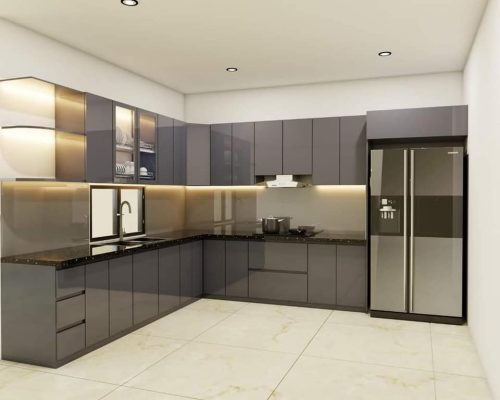 Ảnh nội thất phòng bếp sử dụng màng petg