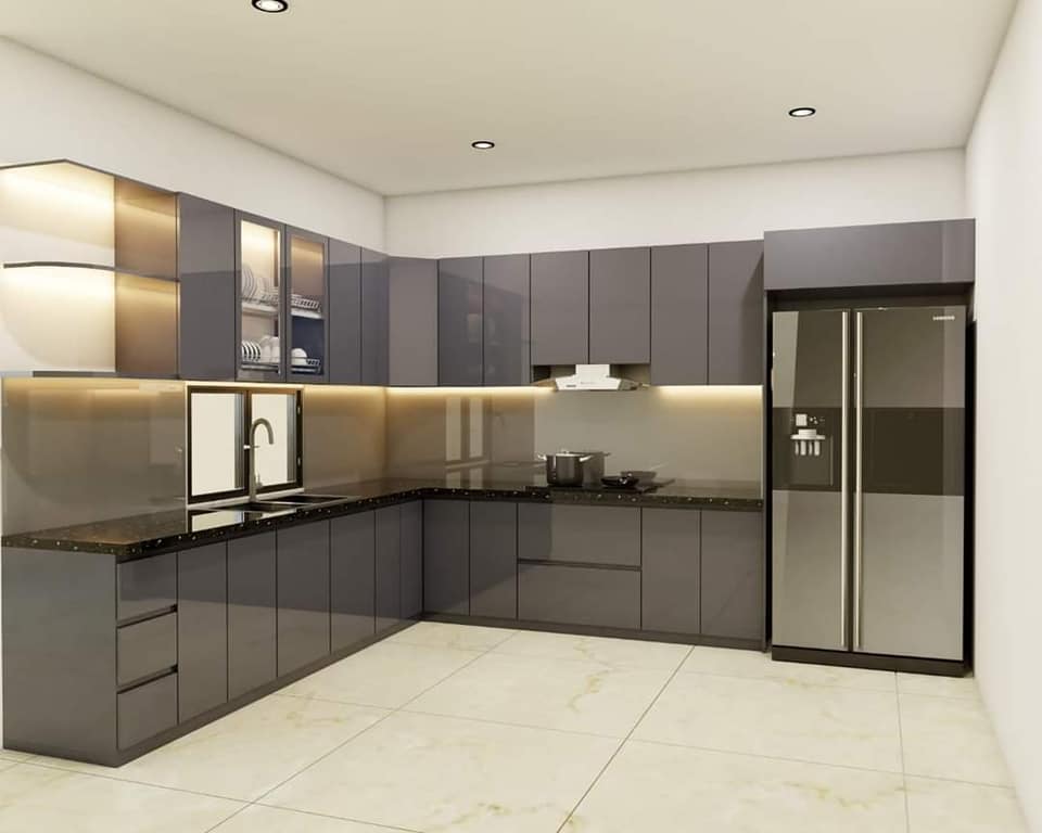 Ảnh nội thất phòng bếp sử dụng màng petg