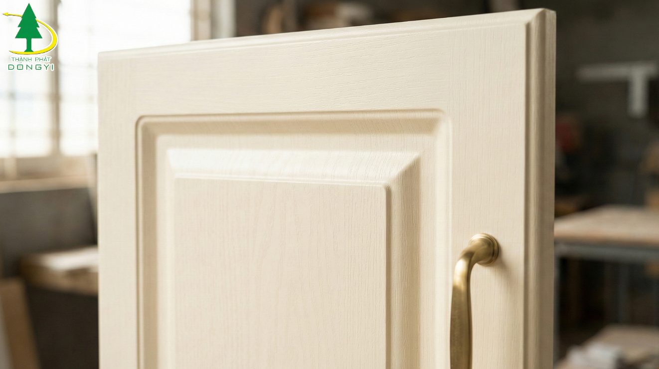 Cận cảnh cánh tủ dán màng film pvc