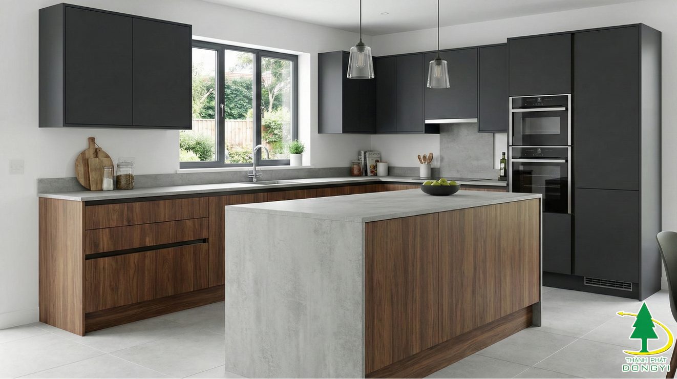 Không gian bếp sử dụng màng film pvc