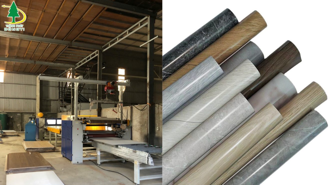 Máy cán màng keo PUR và màng PVC độ bóng cao tại xưởng DongYi