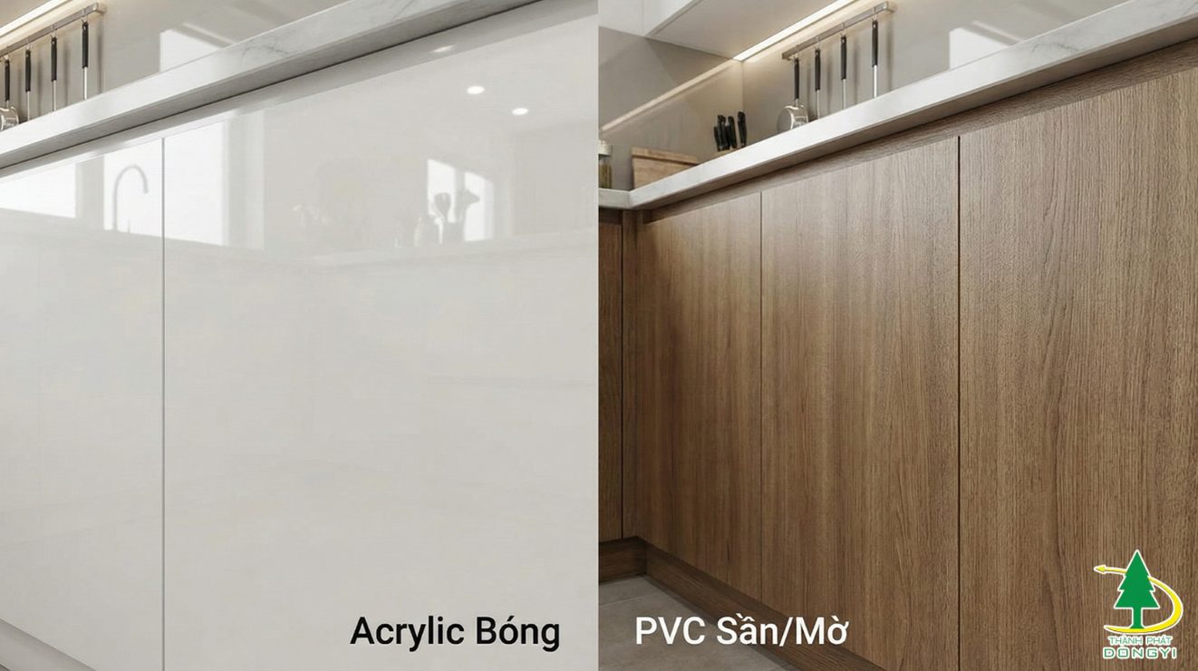 phân biệt arylic với màng pvc vân gỗ
