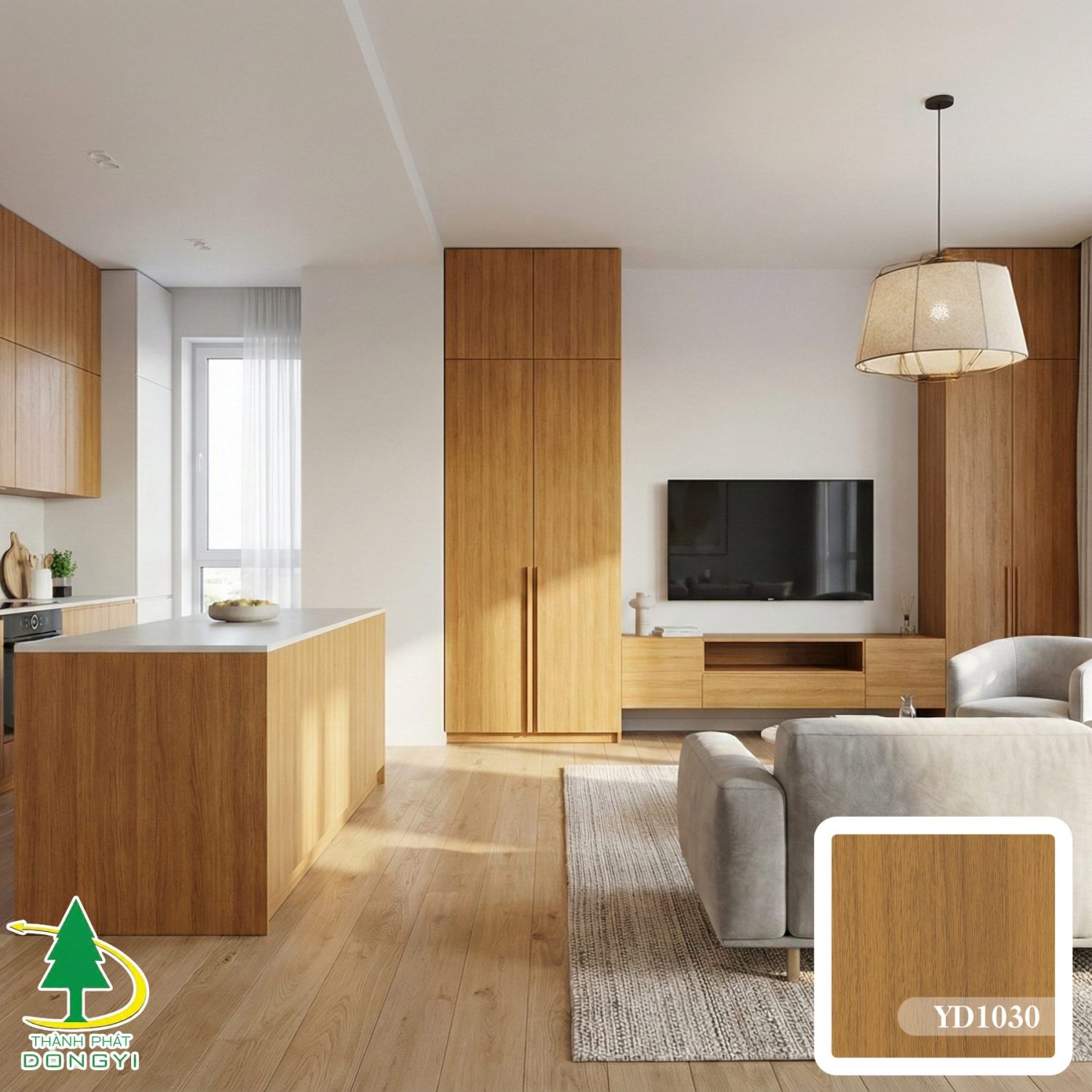 Ảnh Nội Thất Màng film pvc vân gỗ sồi màu vàng mật ong mã YD1030 Thành Phát Dongyi Ảnh Nội Thất Màng film pvc vân gỗ sồi màu vàng mật ong mã YD1030 Thành Phát Dongyi