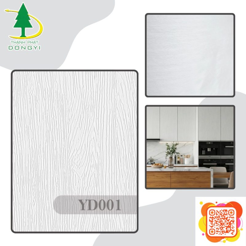 Màng Film PVC Vân Gỗ Trắng Tần Bì Dập Nổi Mã YD001