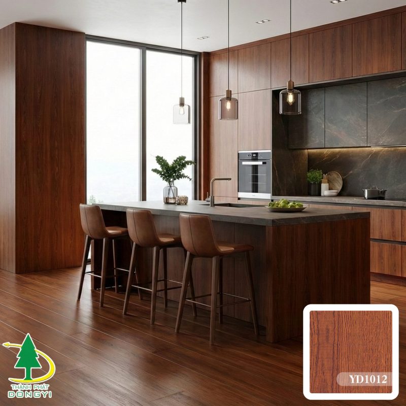 Màng film pvc vân gỗ sồi nâu đỏ mã YD 1012