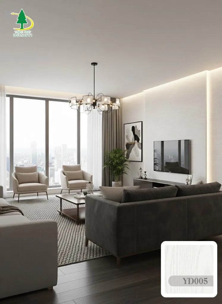 Ảnh nội thất màng film pvc vân gỗ Sồi Trắng YD005