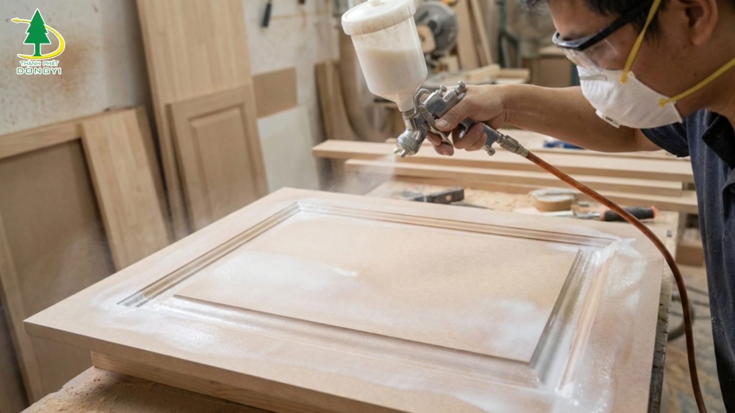 Kỹ thuật phun keo tập trung vào các khe huỳnh sâu và cạnh ván MDF