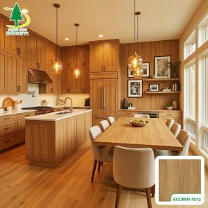 Màng Film PVC Vân Gỗ Sồi Sáng Mã ECOMIN 4012 Thành Phát Dongyi ảnh nội thất
