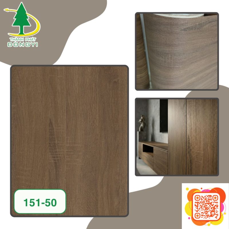Màng Film PVC Vân Gỗ Sồi Sonoma Màu Tối Mã 151-50 ( ECOMIN 464 )