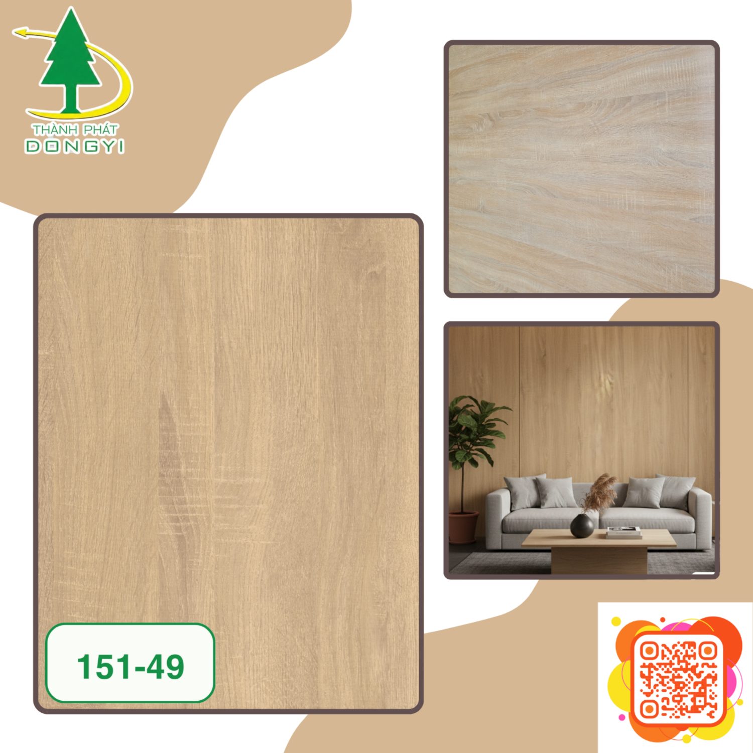 Màng film pvc vân gỗ sồi Sonoma Màu Sáng mã 151-49 ECOMIN 389 Thành Phát Dongyi Màng film pvc vân gỗ sồi Sonoma Màu Sáng mã 151-49 ECOMIN 389 Thành Phát Dongyi