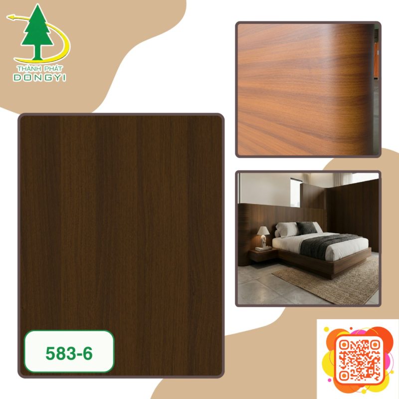 Màng Film PVC Vân Gỗ Sồi Nâu Đỏ Mã 583-6