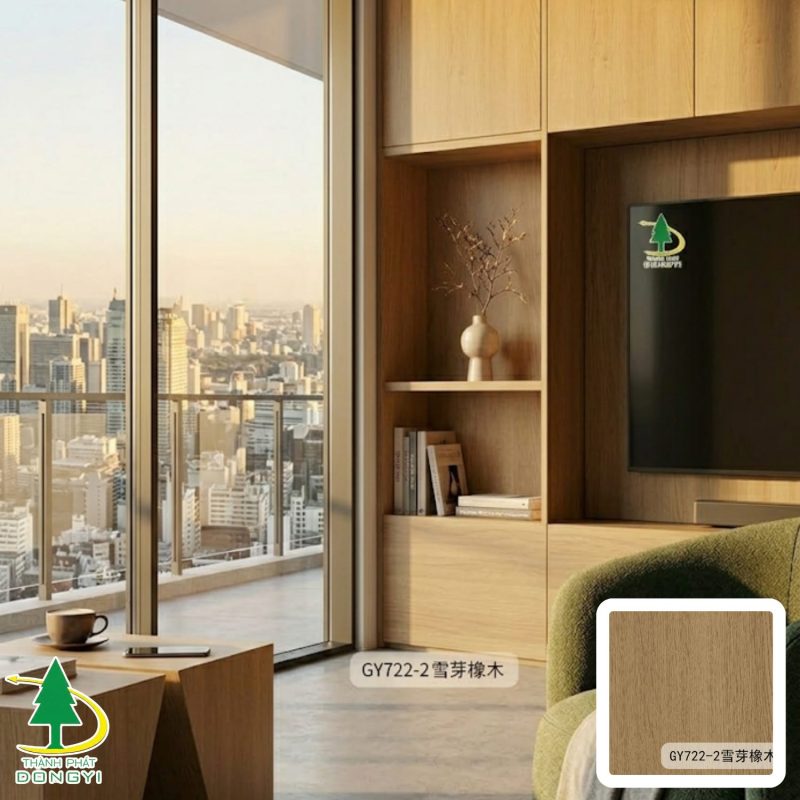 Ảnh nội thất sử dụng màng film pvc vân sồi GY722-2 của Thành Phát Dongyi