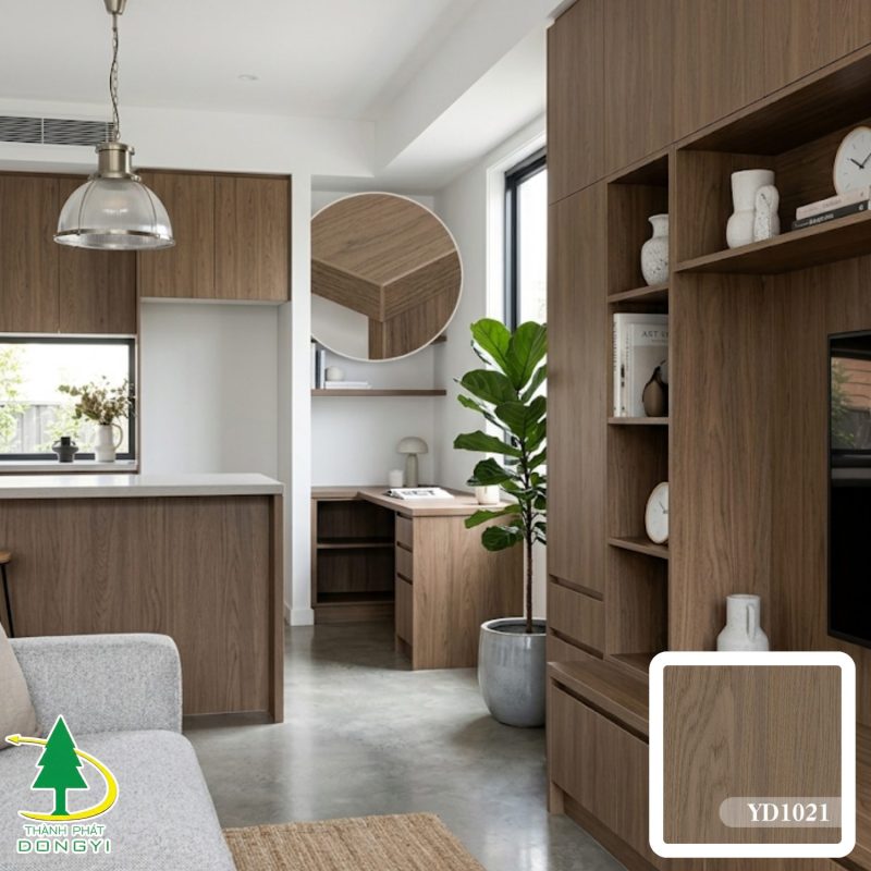 Ảnh nội thất sử dụng màng film pvc vân sồi YD1021 của Thành Phát Dongyi