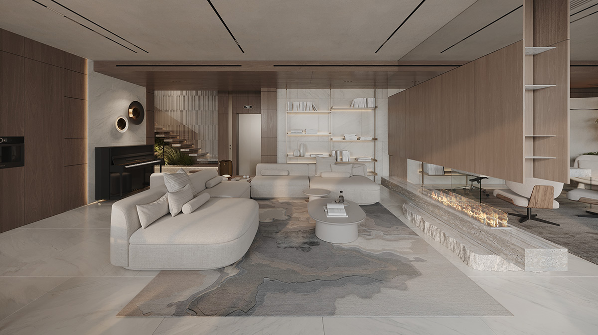 Ốp tường phòng khách bằng nhựa giả gỗ