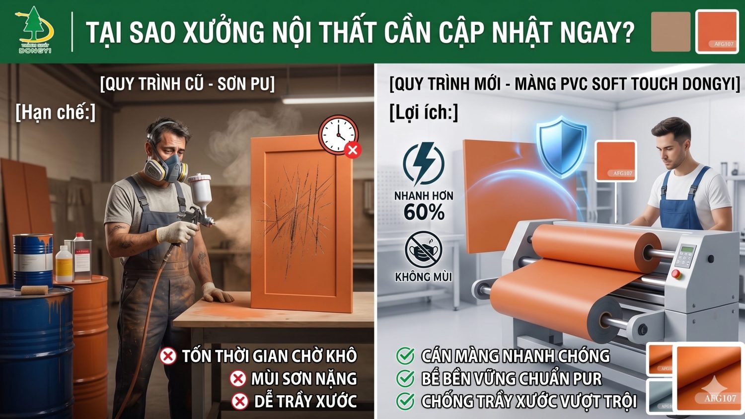 Tại Sao Xưởng Nội Thất Nên Cập Nhật Ngay Dòng Màng pvc mịn tại thành Phát dongyi Này