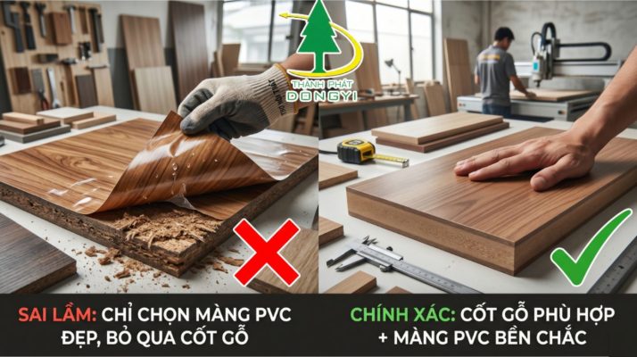 Chọn màng phim PVC nhưng bỏ qua cốt gỗ Hậu quả và Giải pháp