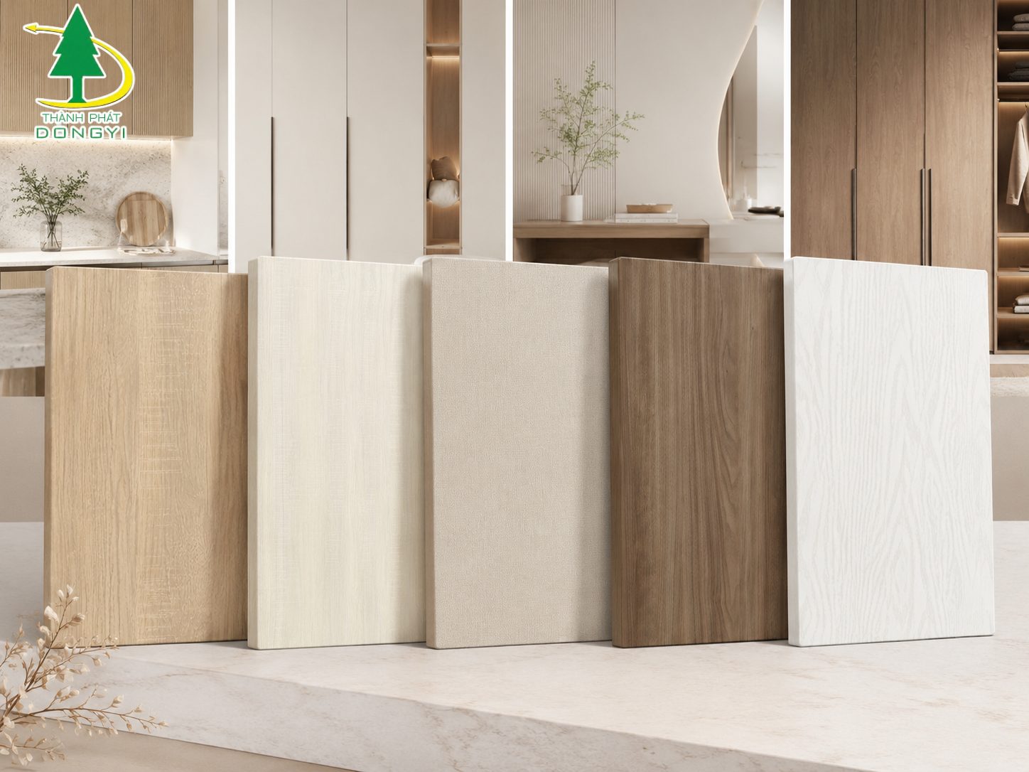 Bộ mẫu màng PVC màu an toàn dùng cho tủ bếp, tủ áo, cửa và vách ốp