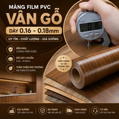 Mua Màng Film PVC Vân Gỗ Dày 0.16-0.18mm Uy Tín, Giá Xưởng