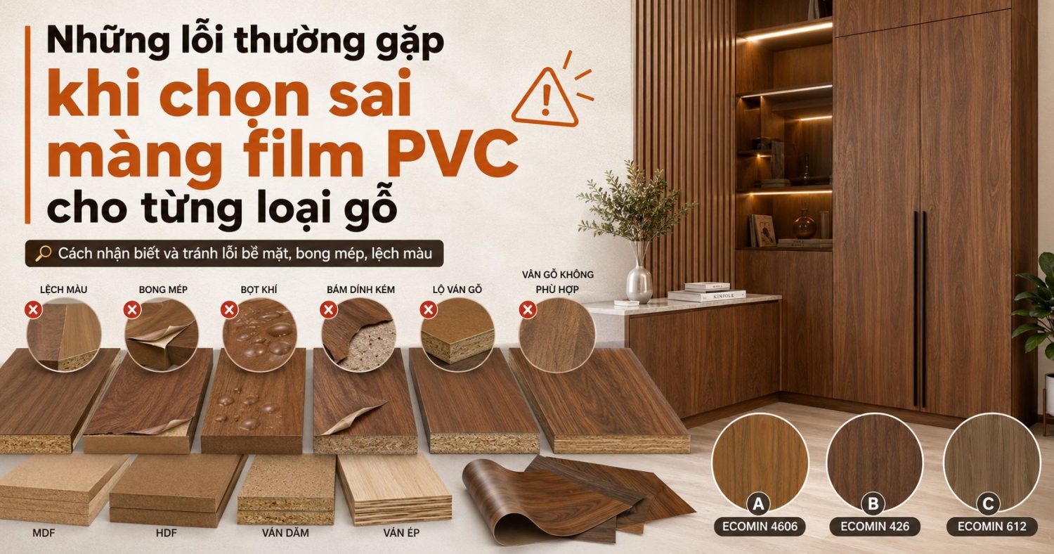 Những lỗi thường gặp khi chọn sai màng film PVC cho từng loại gỗ
