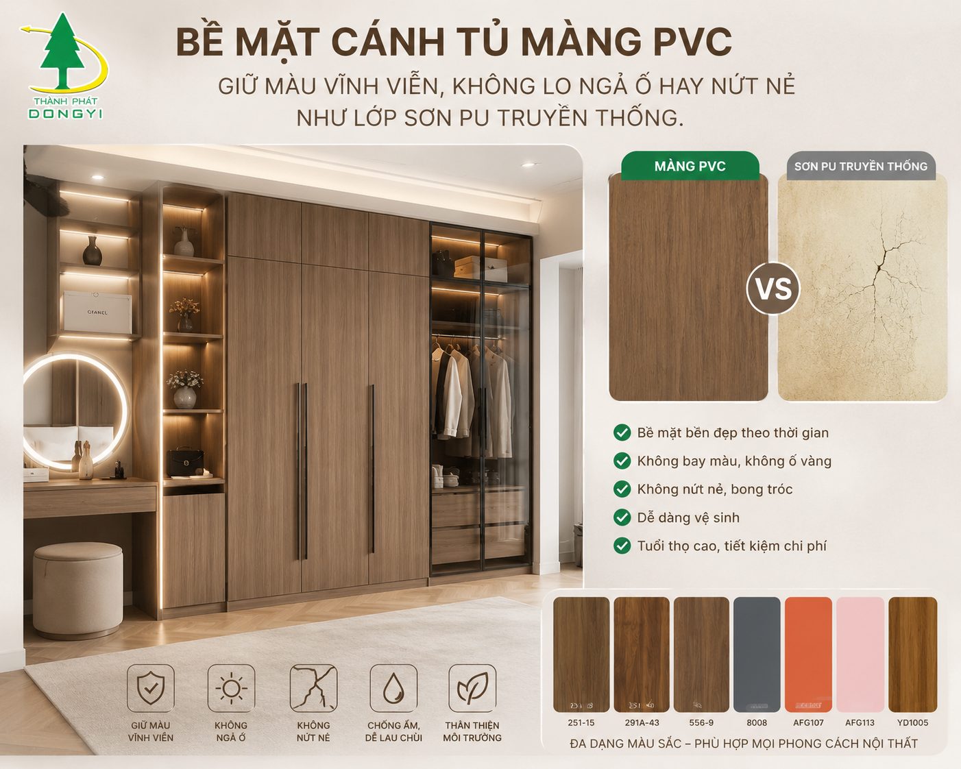 Nội thất hiện đại sử dụng màng PVC