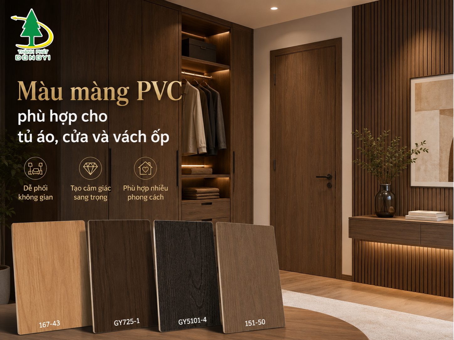 manuf màng pvc cho tủ aó cửa và vách ốp