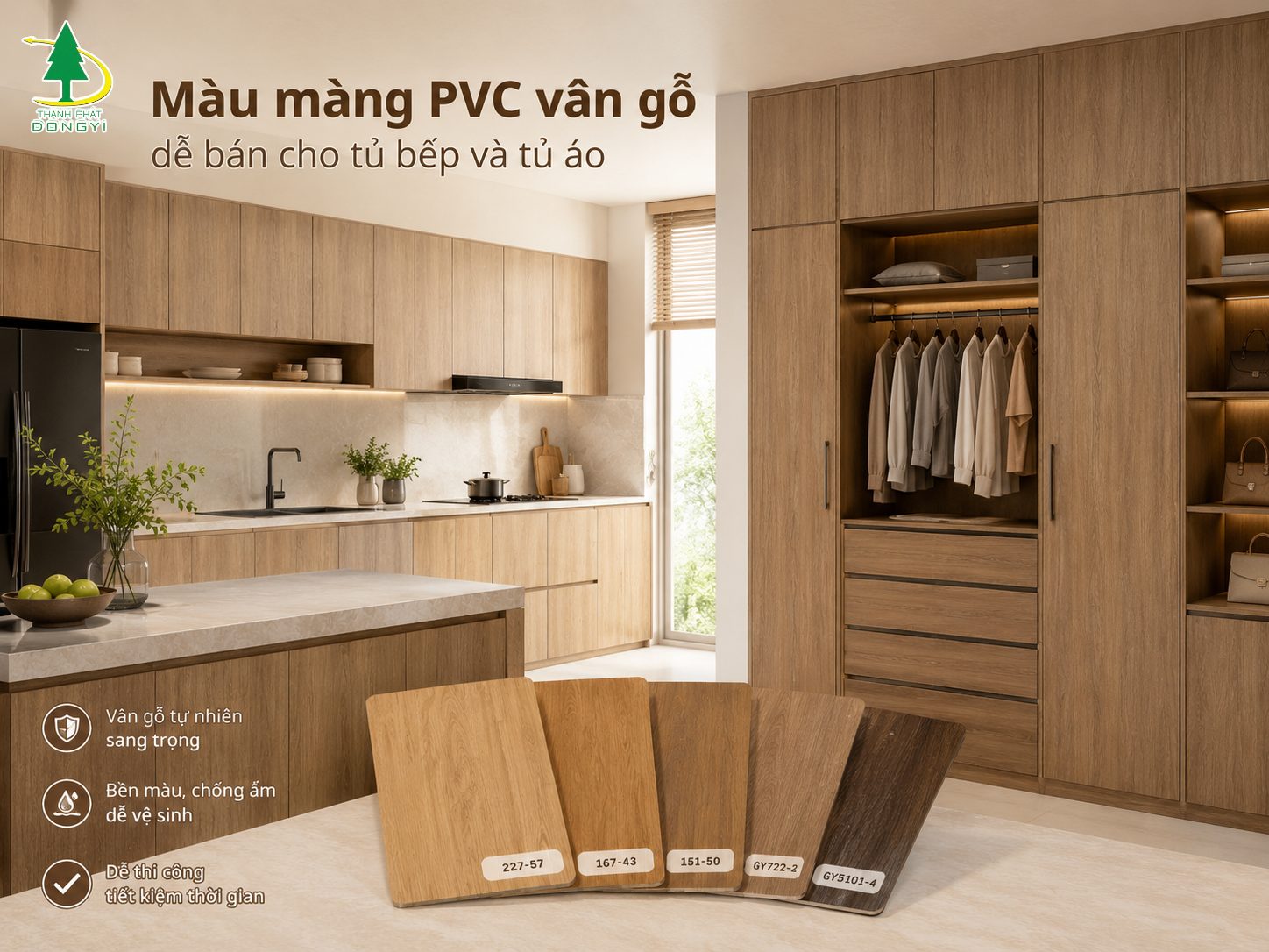 màu film pvc vân gỗ dễ bán cho ủ bếp và tủ áo