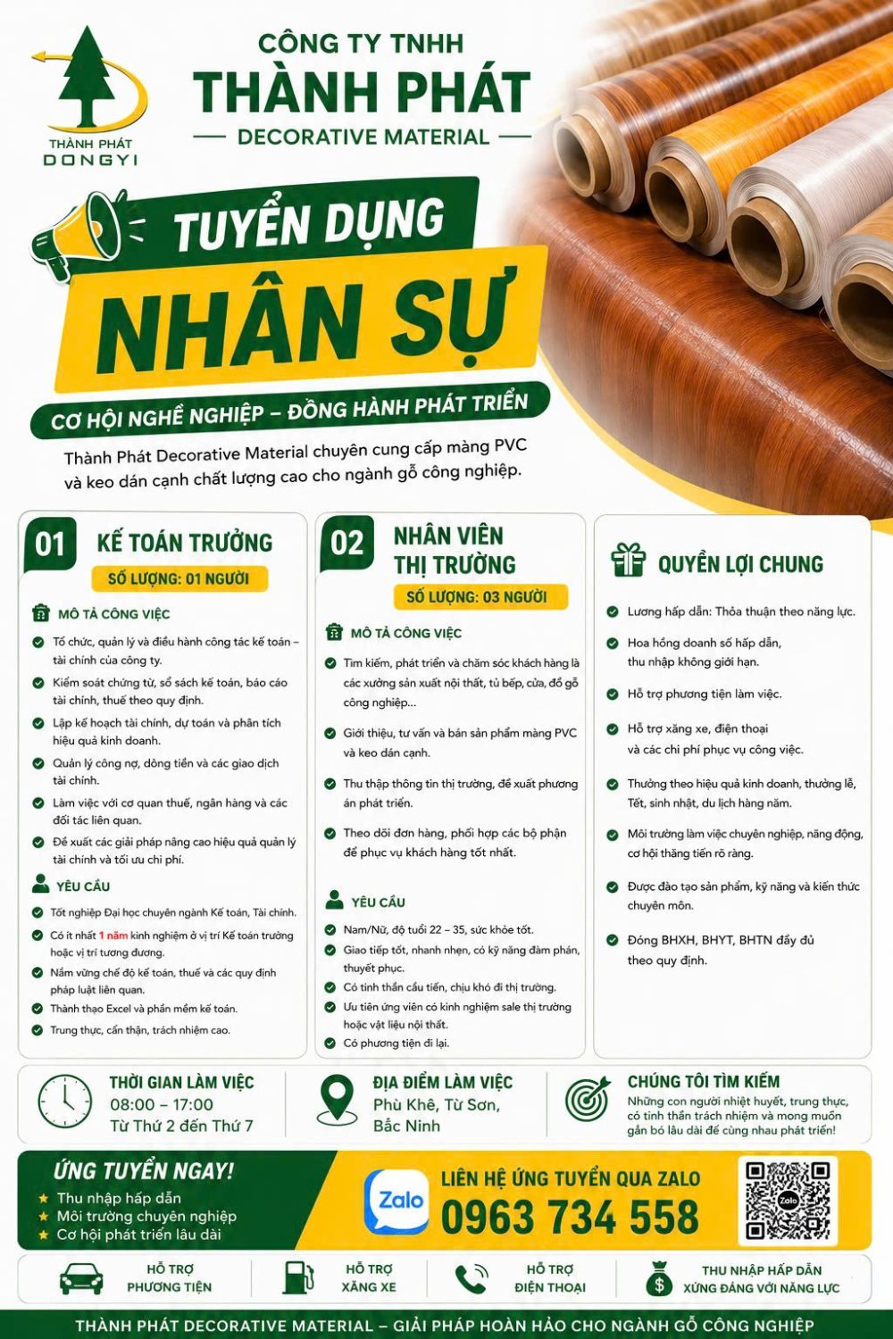 Tuyển dụng Thành Phát Dongyi