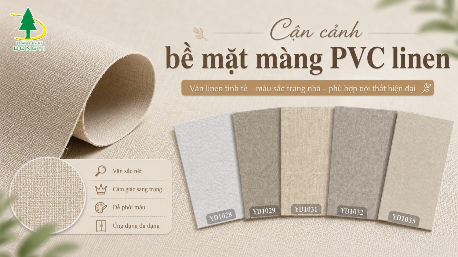 Cận cảnh bề mặt màng PVC linen