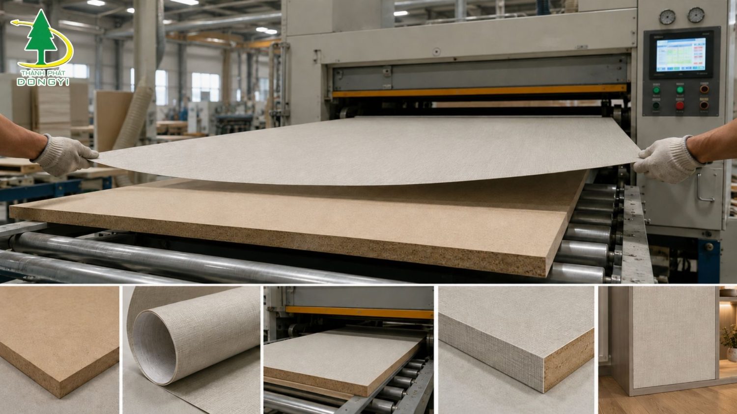 Quy trình ép màng PVC vân vải lên MDF