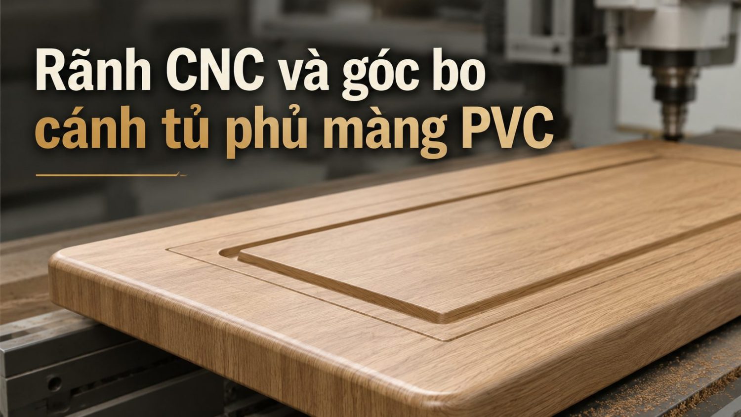 Rãnh CNC và góc bo cánh tủ phủ màng PVC